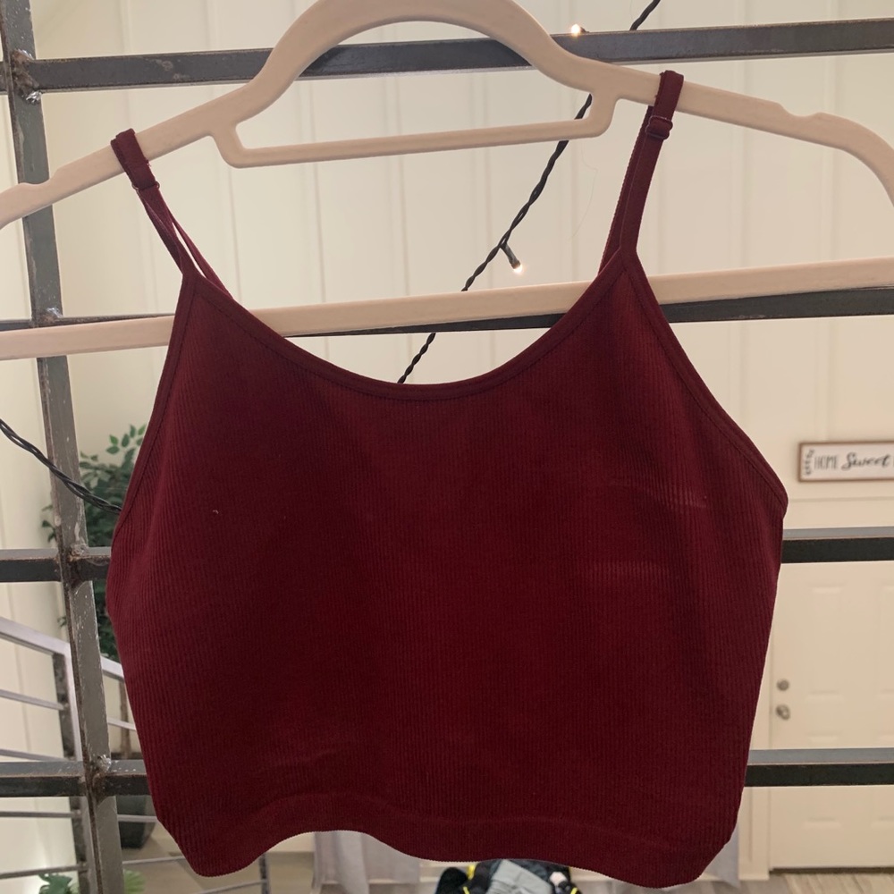 Maroon Cropped Tank Top